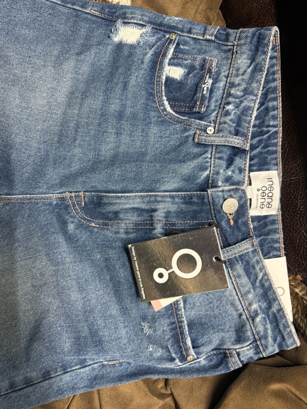 Ingène & One Women's Blue Boot Cut Jeans - Distressed Detail